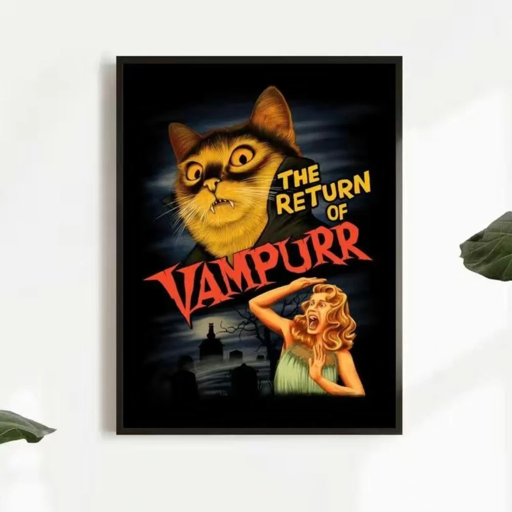 1 Pc Art Canvas Print Vampire Cat “The Return Of Vampurr” 11.8x16.5inch Frameles
